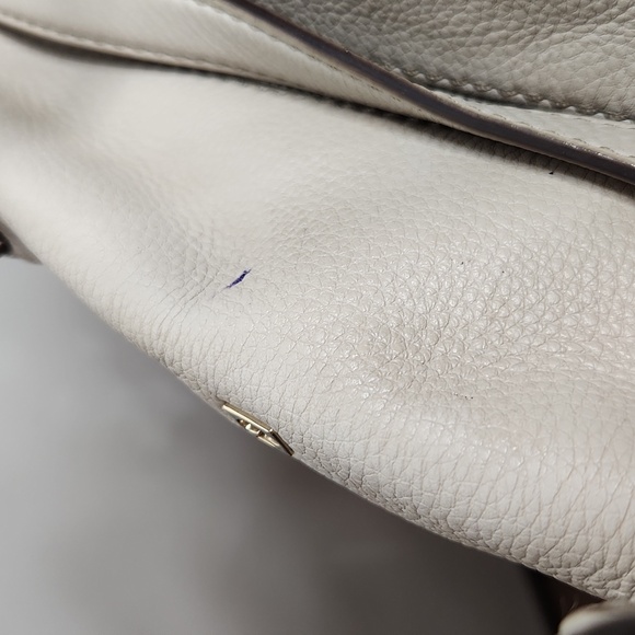 Kate Spade Lt. Gray/Gold leather medium xbody satchel. Preloved item sold as is - Picture 8 of 12